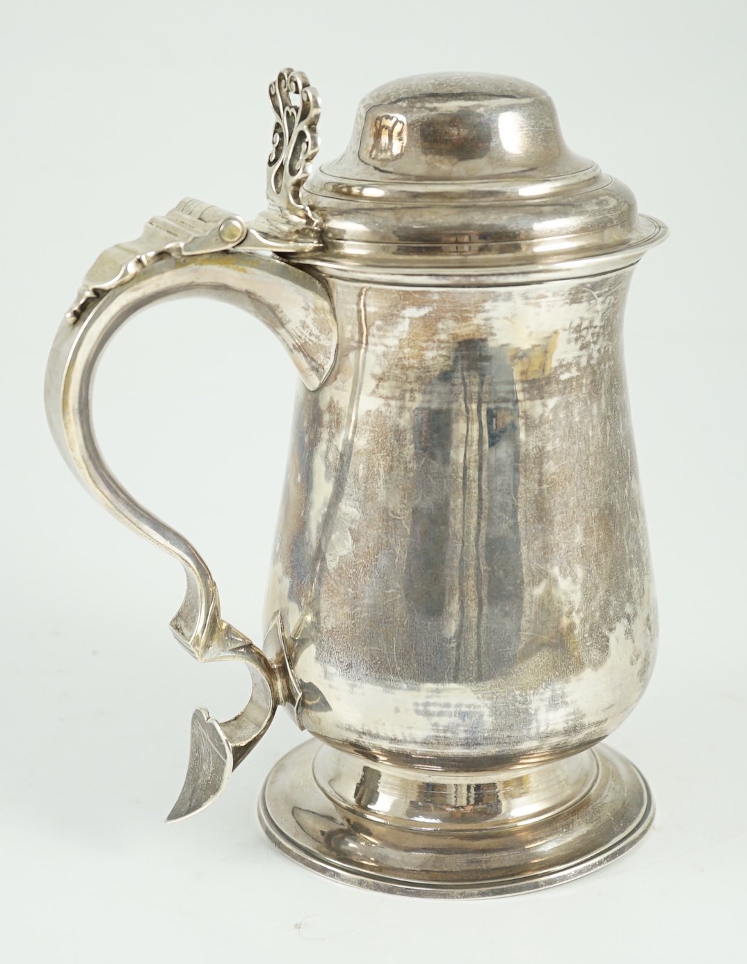 A George III silver tankard, with whistle? handle, by John King